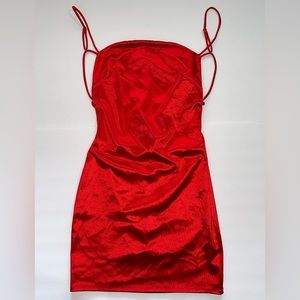 Red Satin Backless Dress